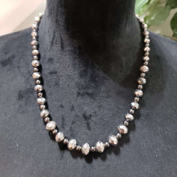 Womens Fashion Brass Stone Beaded Collar Necklace with Lobster Clasp - Picture 1 of 6